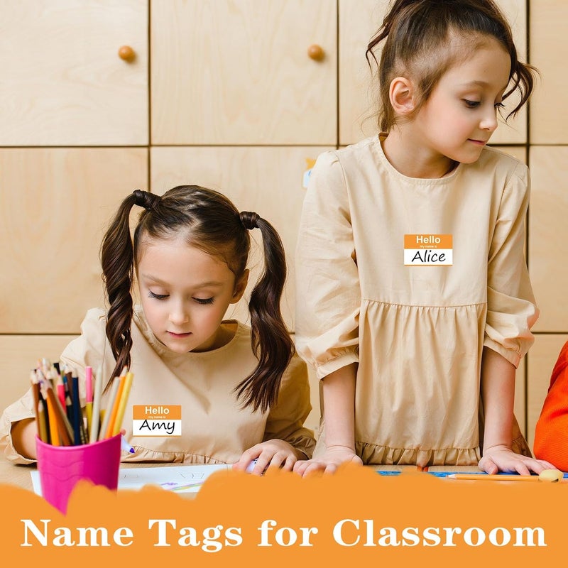 labelon 3.5" x 2.25" Name Tags Sticker, 200Pcs Hello My Name is Stickers, Orange Name Badge Name Tags Label for Office, Meeting, School, Teachers and Mailing - Image 4